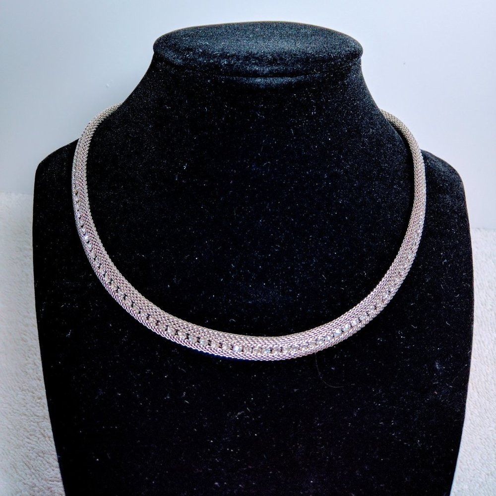 Necklace - White Crystals set in Stainless Steel!